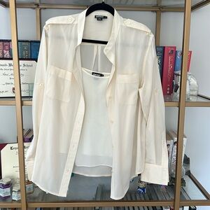 Vintage DKNY Silk Two-Piece Set in Cream Size M